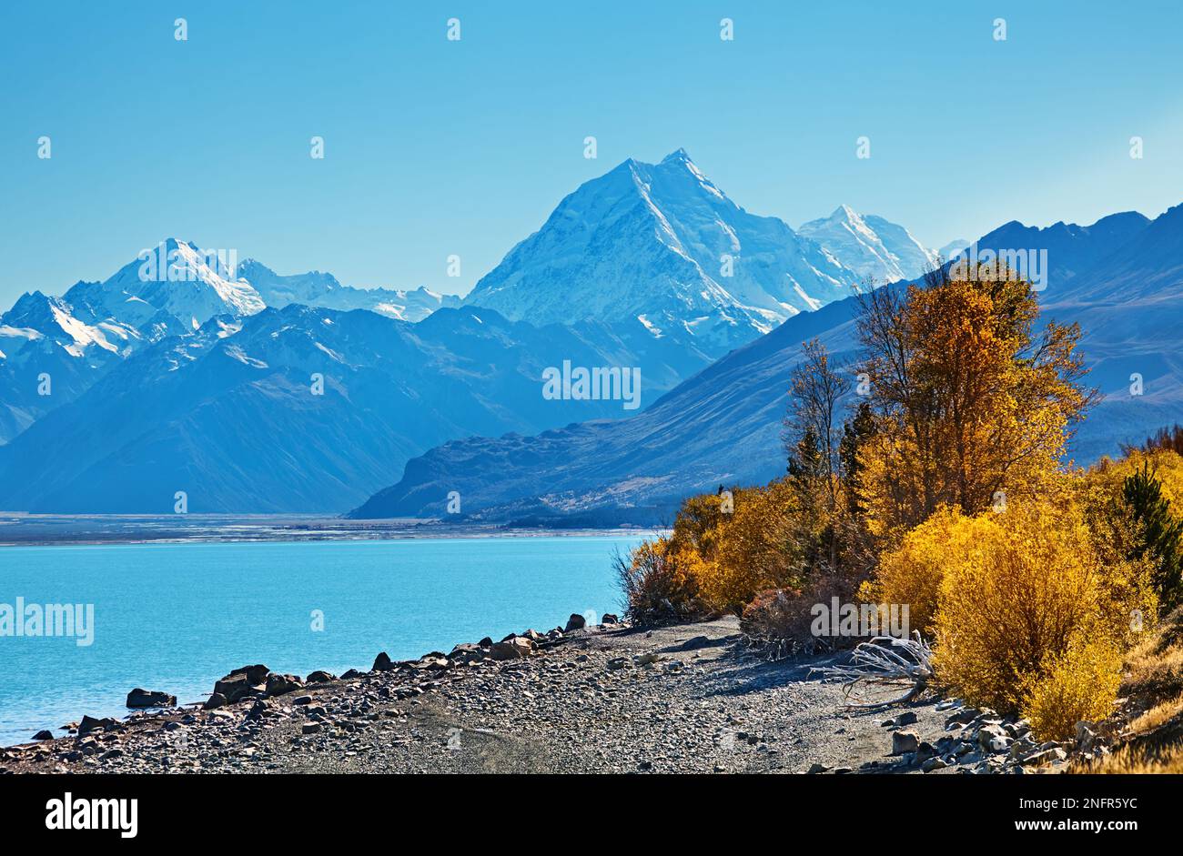 Pukaki Lake und Mount Cook, die höchste Auswahl von Neuseeland Stockfoto
