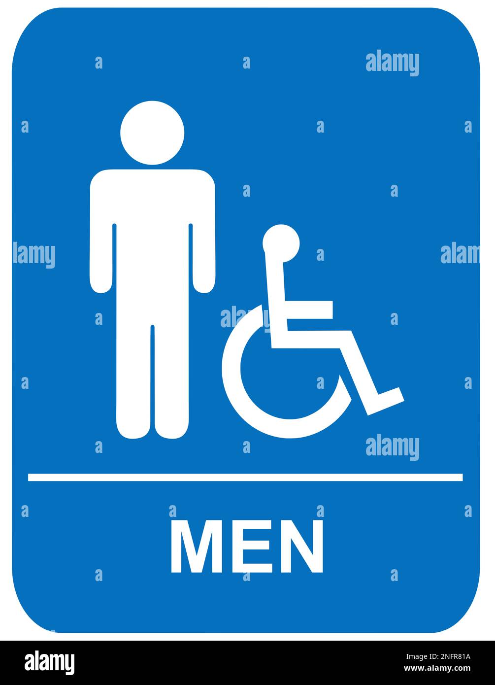 Schild für Herren und behinderte Toiletten Stockfoto