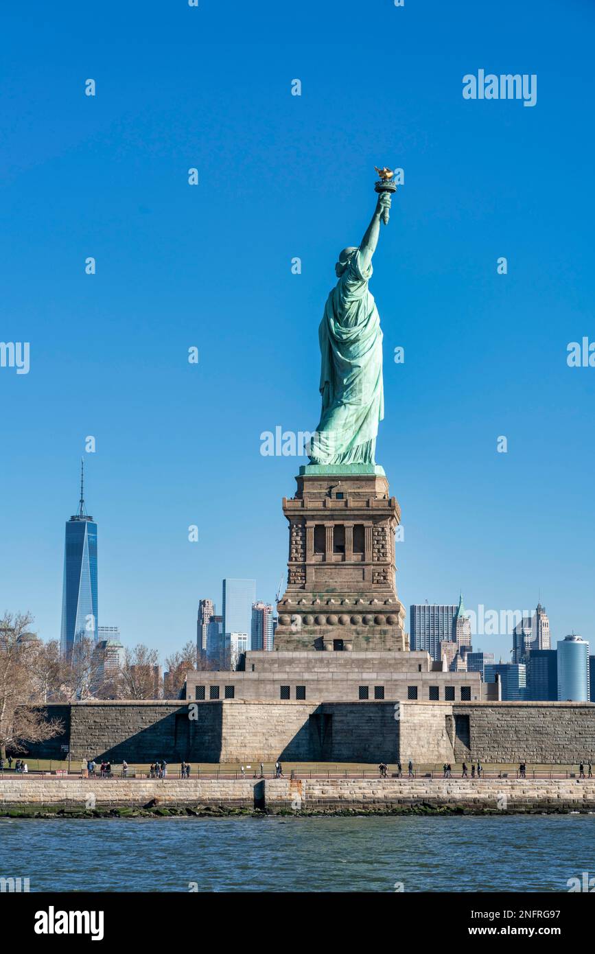 New York. Manhattan. Die Freiheitsstatue auf Liberty Island Stockfoto