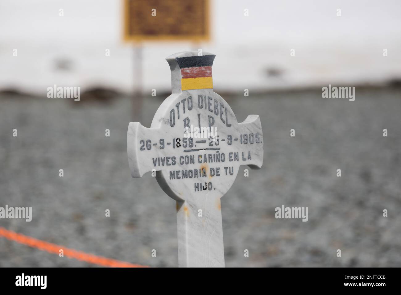 Friedhof auf der argentinischen Basis Orcadas auf Laurie Island der südlichen Orkney-Inseln, Antarktis Stockfoto
