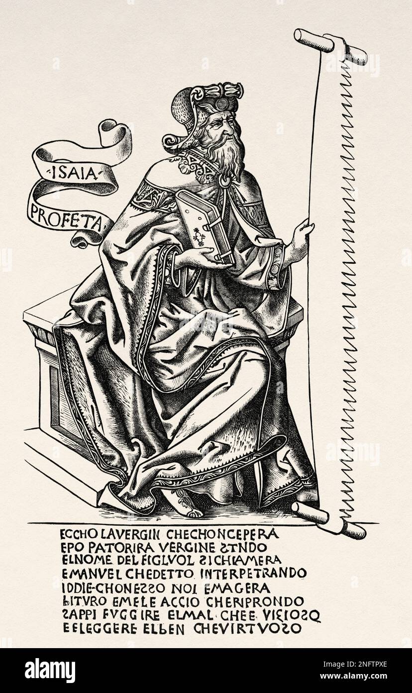 Der Prophet Isaiah mit dem Instrument seines Märtyrertums, 15. Jahrhundert. Die Kunst des Mittelalters und zur Zeit der Renaissance von Paul Lacroix, 1874 Stockfoto