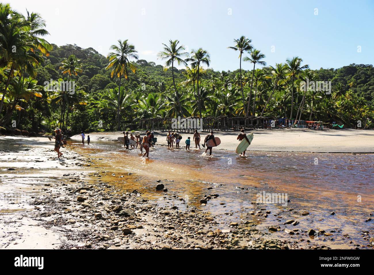 Bahia und seine Strände - die Strände der Gemeinde Itacaré im Süden von Bahia sind eine Reiseroute von natürlichen Wanderwegen, üppig Stockfoto