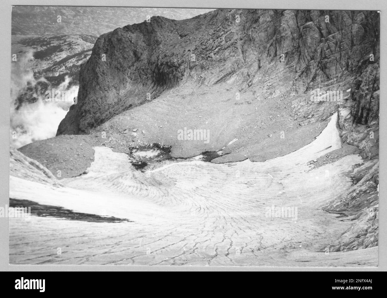 Ghiacciaio del Calderone nel 1965, Prati di Tivo, Gran Sasso, Rifugio Franchetti Stockfoto