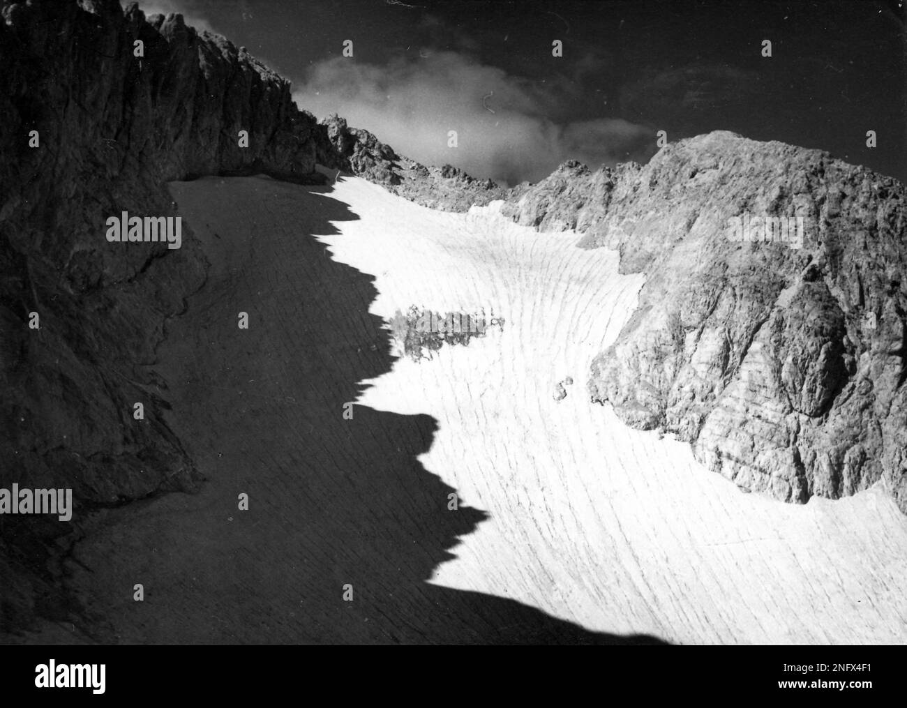 Ghiacciaio del Calderone nel 1965, Prati di Tivo, Gran Sasso, Rifugio Franchetti Stockfoto