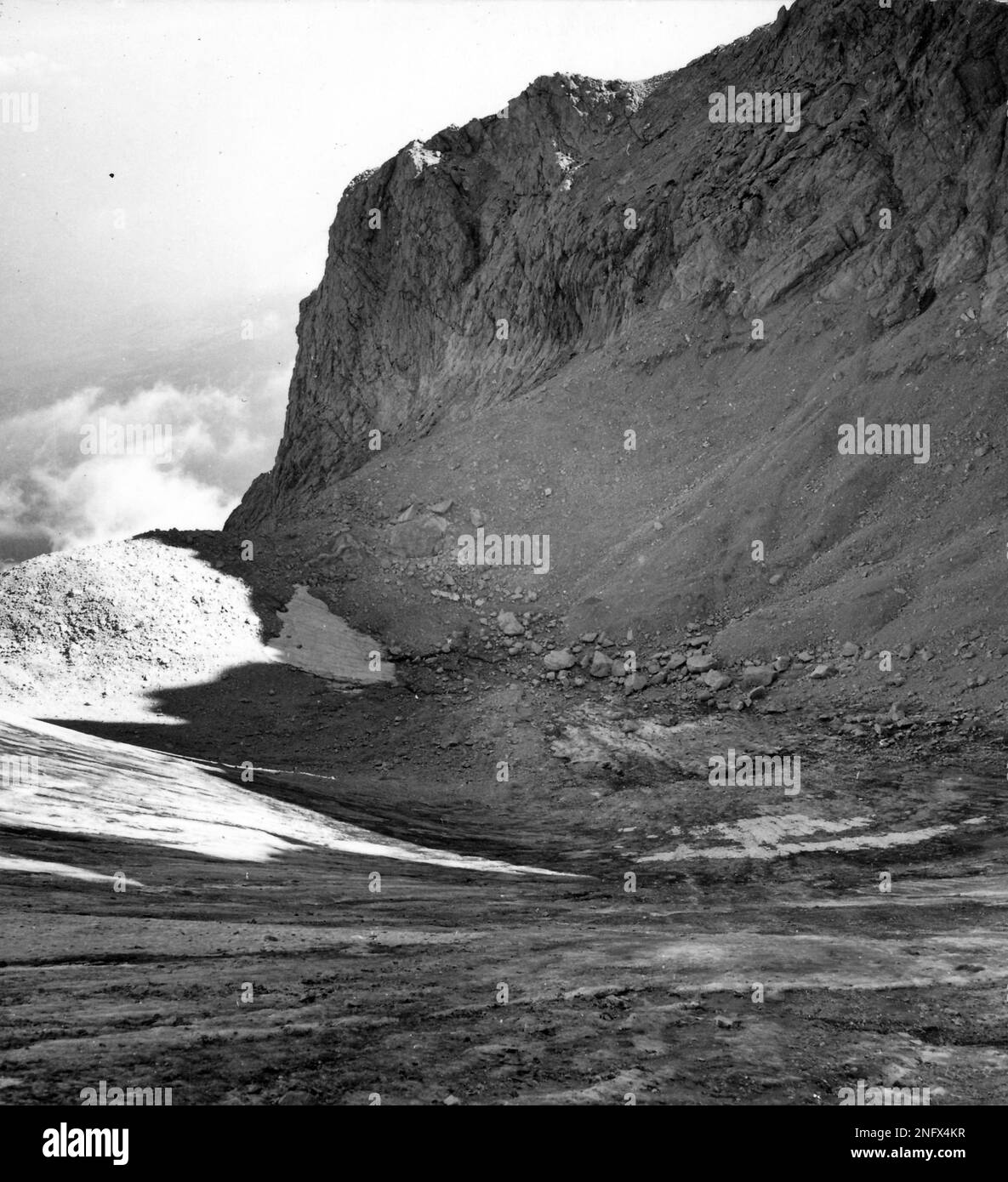 Ghiacciaio del Calderone nel 1967, Prati di Tivo, Gran Sasso, Rifugio Franchetti Stockfoto