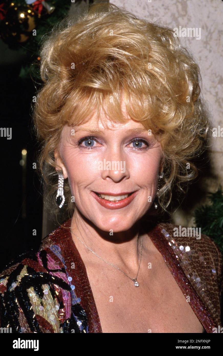 Stella Stevens ist verstorben. BEVERLY HILLS, CA - DEZEMBER 7: Schauspielerin Stella Stevens besucht das Friends of Sheba Medical Center im 18. Sheba Humanitarian Award von Tel Hasomer Salute an Eduard Sarlui und Moshe Diamant am 7. Dezember 1988 im Beverly Hilton Hotel in Beverly Hills, Kalifornien Kredit: Ralph Dominguez/MediaPunch Stockfoto