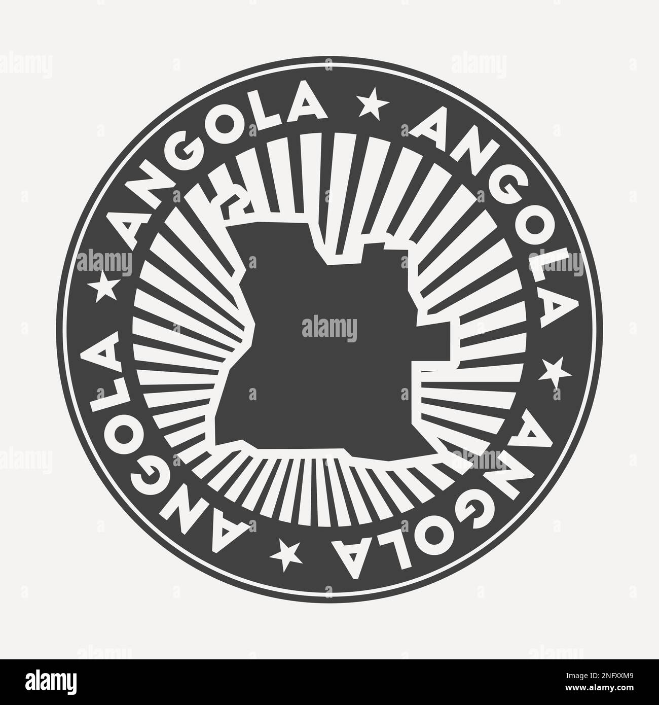 Rundes Angola-Logo. Vintage-Reiseabzeichen mit kreisförmigem Namen und Landkarte, Vektorillustration. Stock Vektor