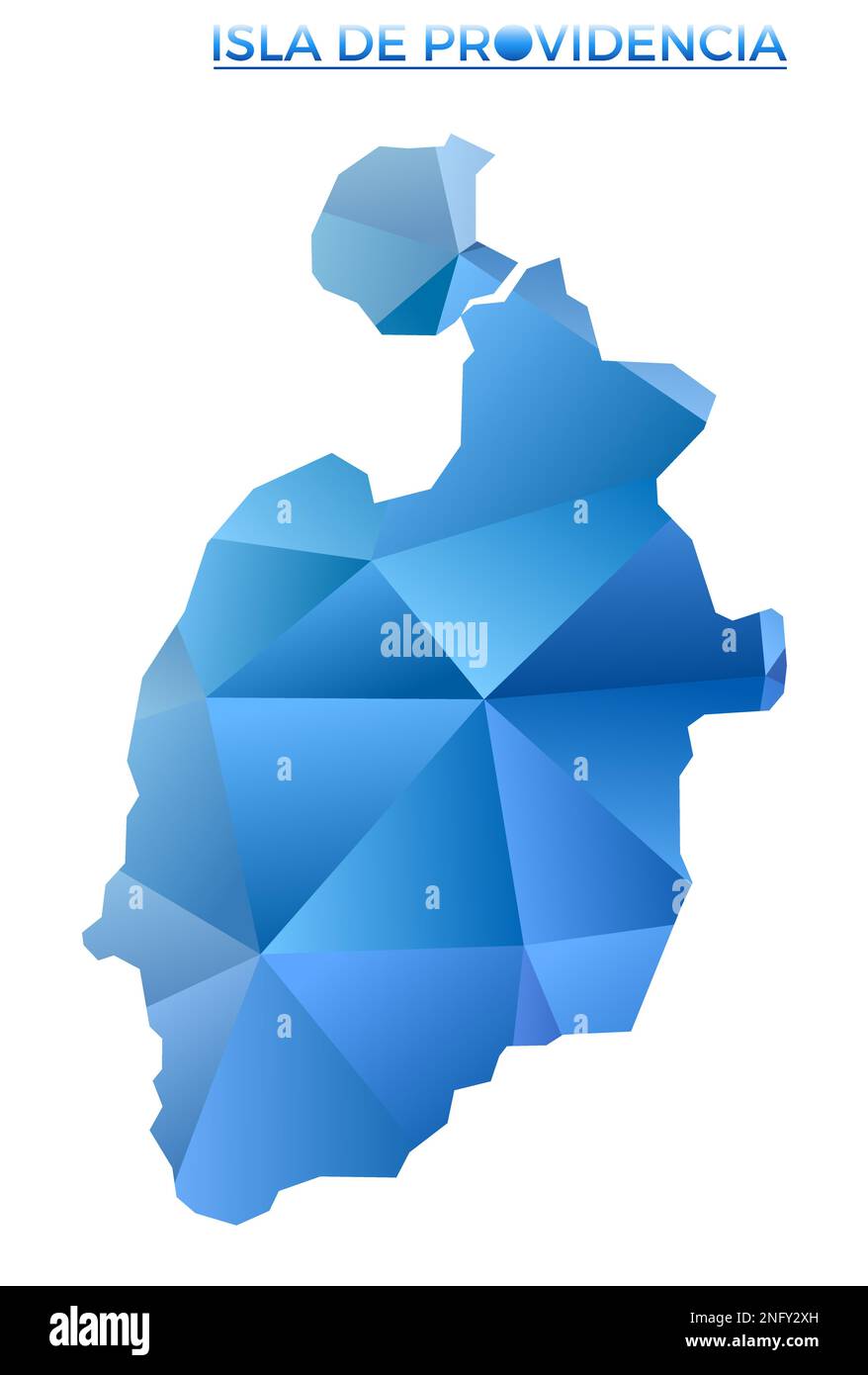 Polygonale Vektorkarte der Isla de Providencia. Lebendige geometrische Insel mit niedrigem Poly-Stil. Hervorragende Illustration für Ihre Infografiken. Technologie, Internet, Stock Vektor