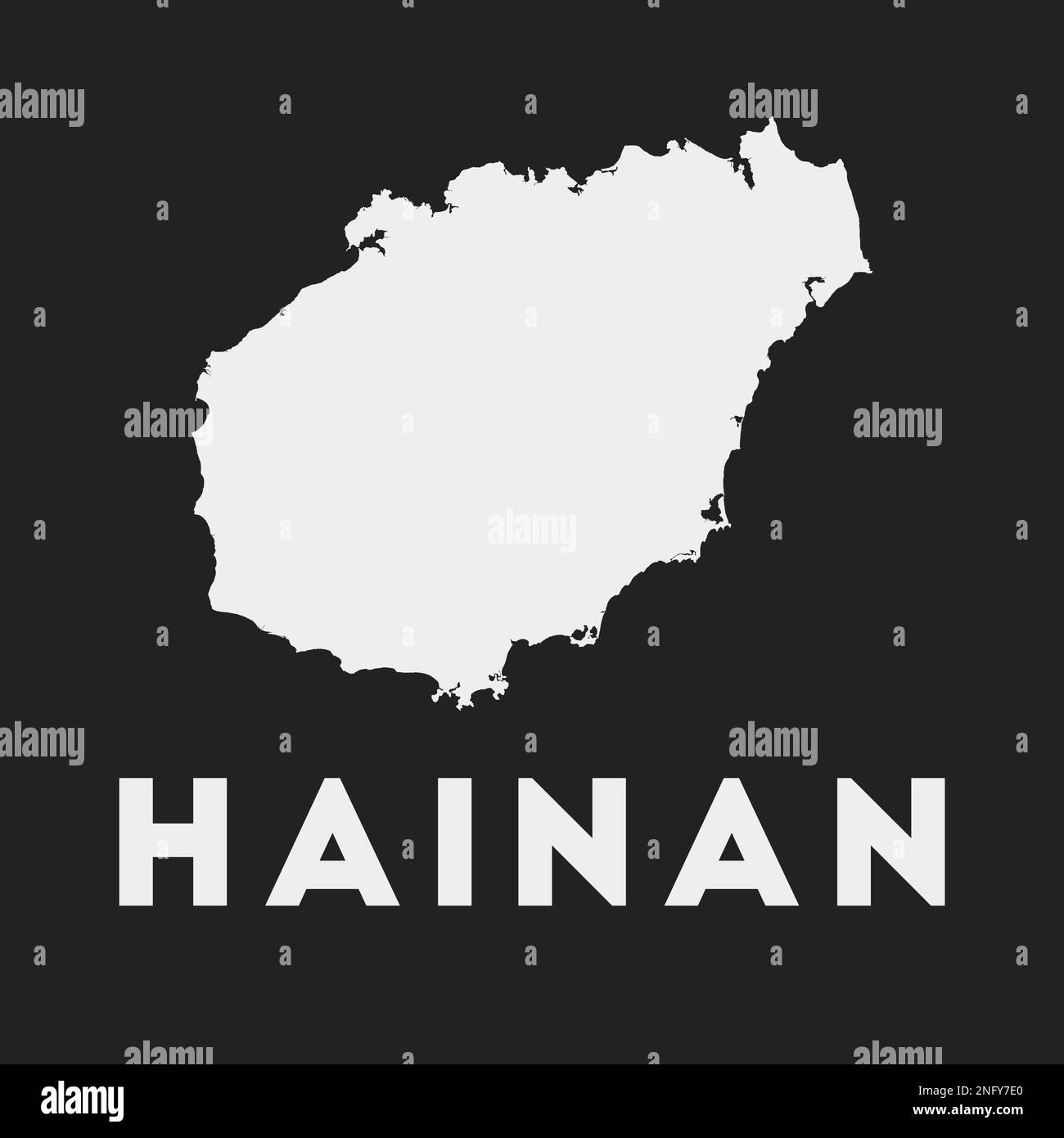 Hainan-Symbol. Inselkarte auf dunklem Hintergrund. Stilvolle Hainan Karte mit Inselname. Vektordarstellung. Stock Vektor