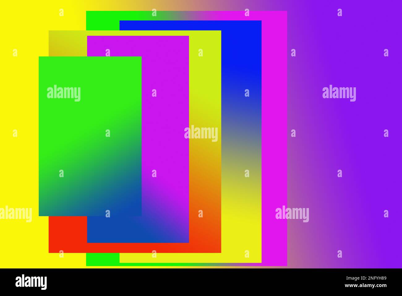 Geometrische farbige Formen mit überlappenden farbigen Rechtecken Stockfoto
