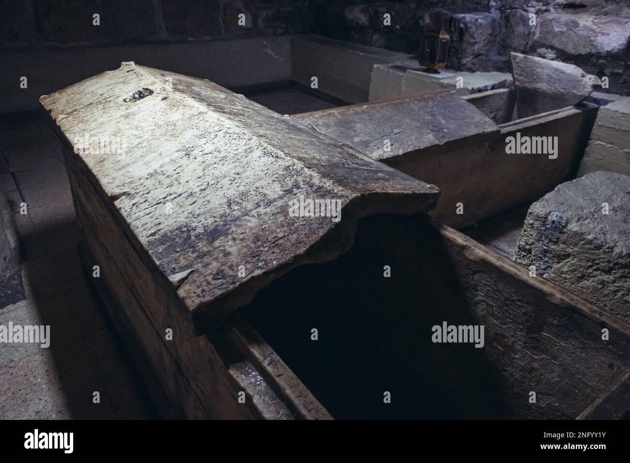 Untergrund der Kirche des Heiligen Lazarus mit Grab des Heiligen Lazaurus in der Altstadt von Larnaca, Zypern Inselland Stockfoto