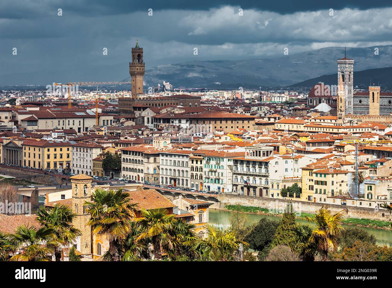Altstadt von Florenz mit Palazzo Vecchio Rathaus und Kathedrale, Toskana, Italien Stockfoto