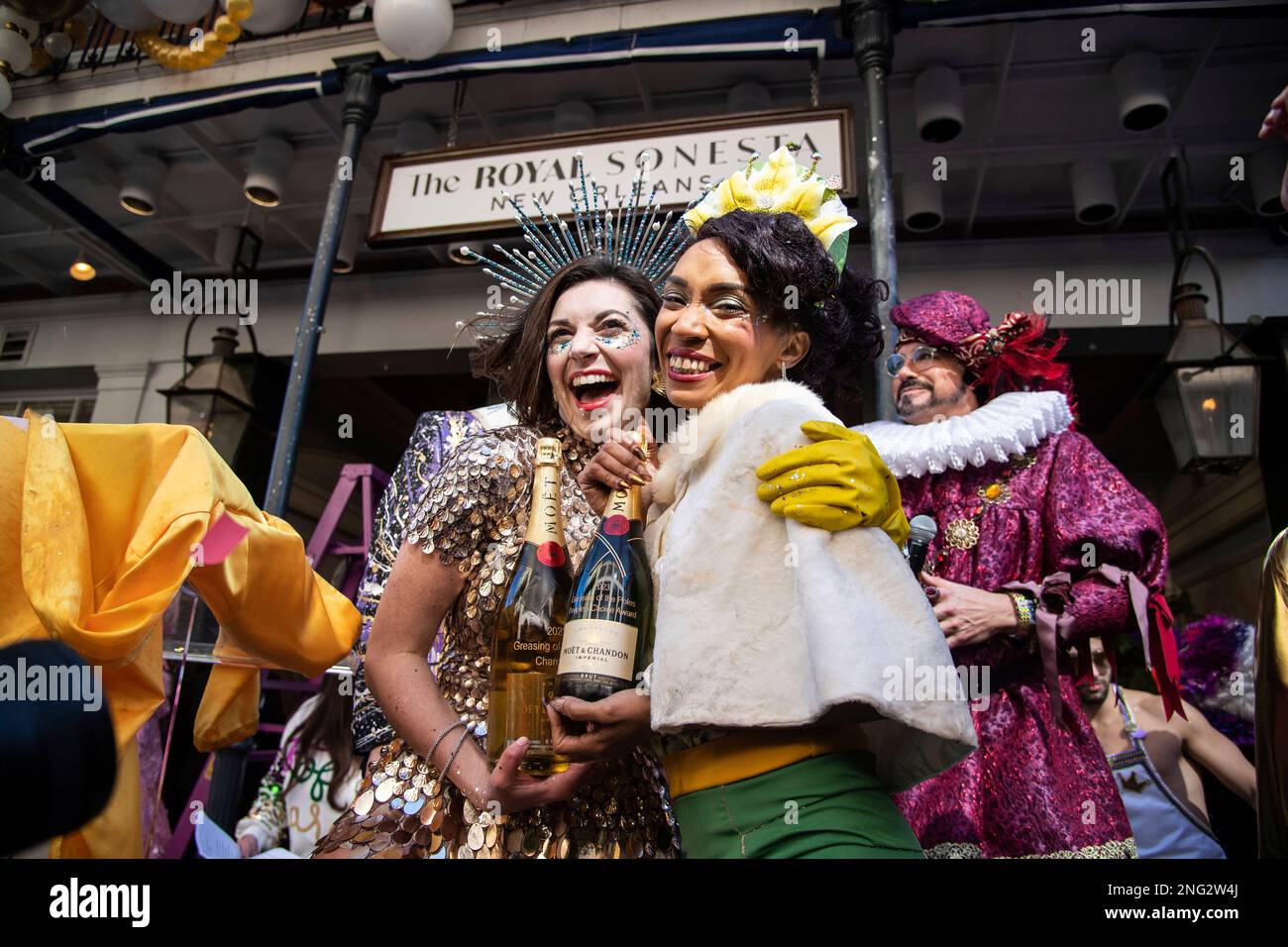 Brooke Laizer is seen at 53rd Annual Greasing of the Poles at The Royal Sonesta during Mardi Gras on Friday, Feb. 17, 2023, in New Orleans. (Photo by Amy Harris/Invision/AP) Stockfoto