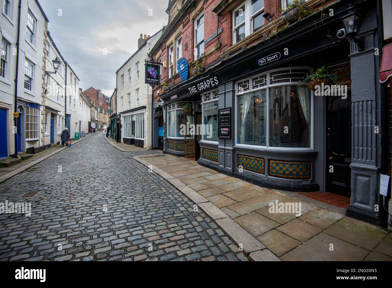 Der Grapes Pub auf St. Mary's Chare, Hexham, Northumberland, England Stockfoto