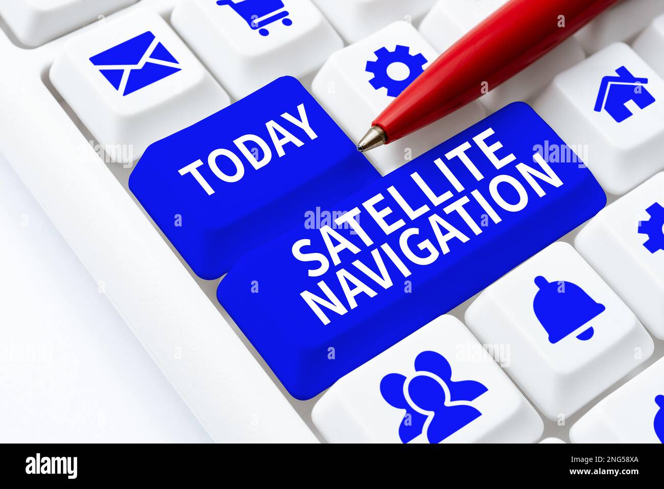 Inspiration mit dem Schild „Satellitennavigation“. Business-Ideensystem für autonome räumliche Positionierung Stockfoto