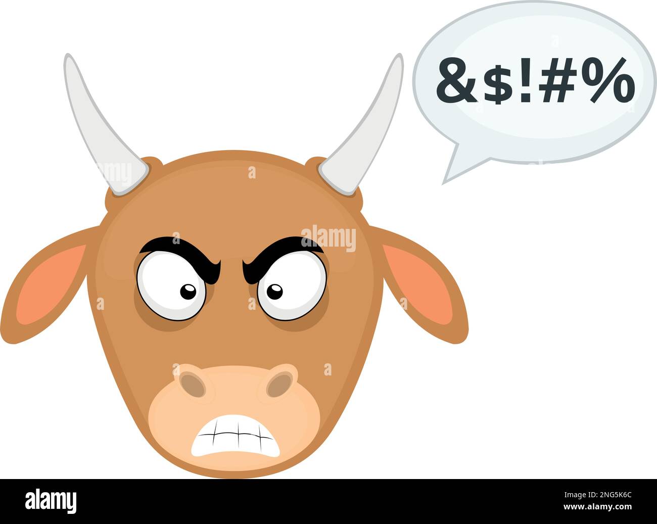 vektorbild eines Kuh-Cartoons mit wütendem Ausdruck, mit einer dialogebase mit beleidigendem Text Stock Vektor