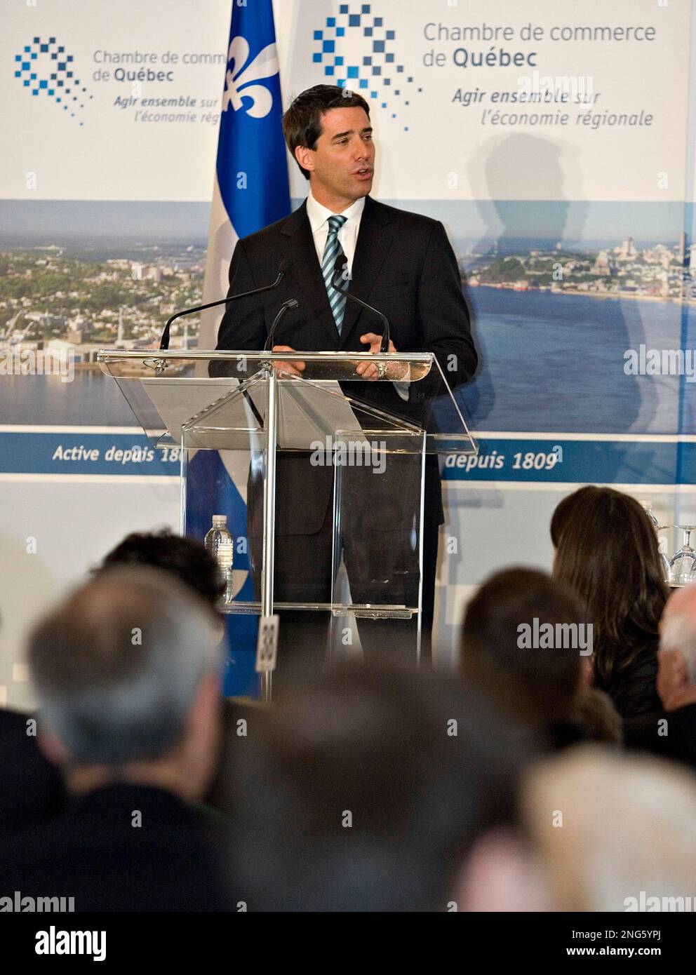 Parti Quebecois Leader Andre Boisclair speaks at a local chamber of commerce luncheon Thursday, March 15, 2007 in Quebec City. (AP PHOTO/CP, Jacques Boissinot) Stockfoto