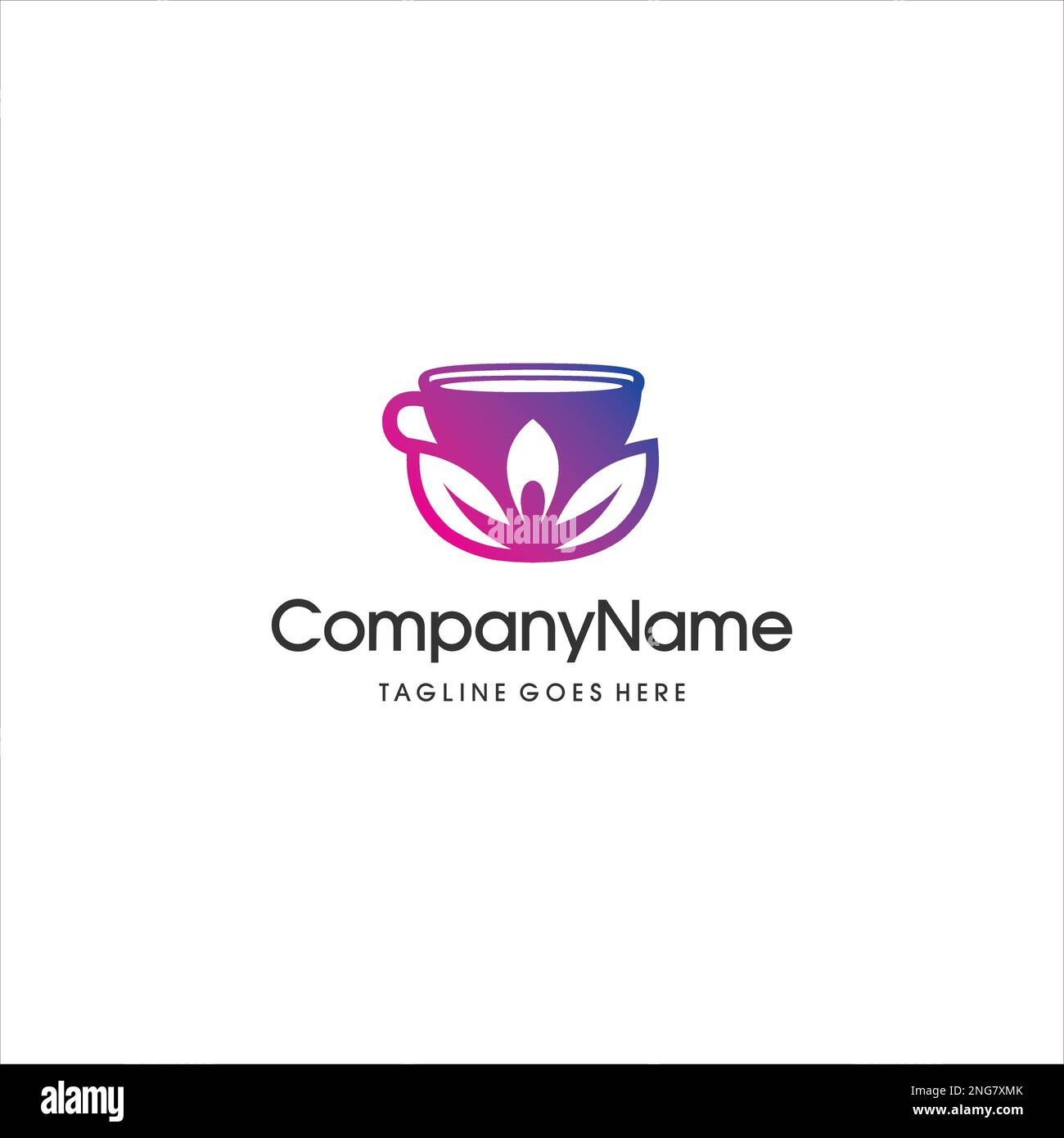 Vector Coffee Logo mit einem eleganten Bild von drei Blättern. Stock Vektor