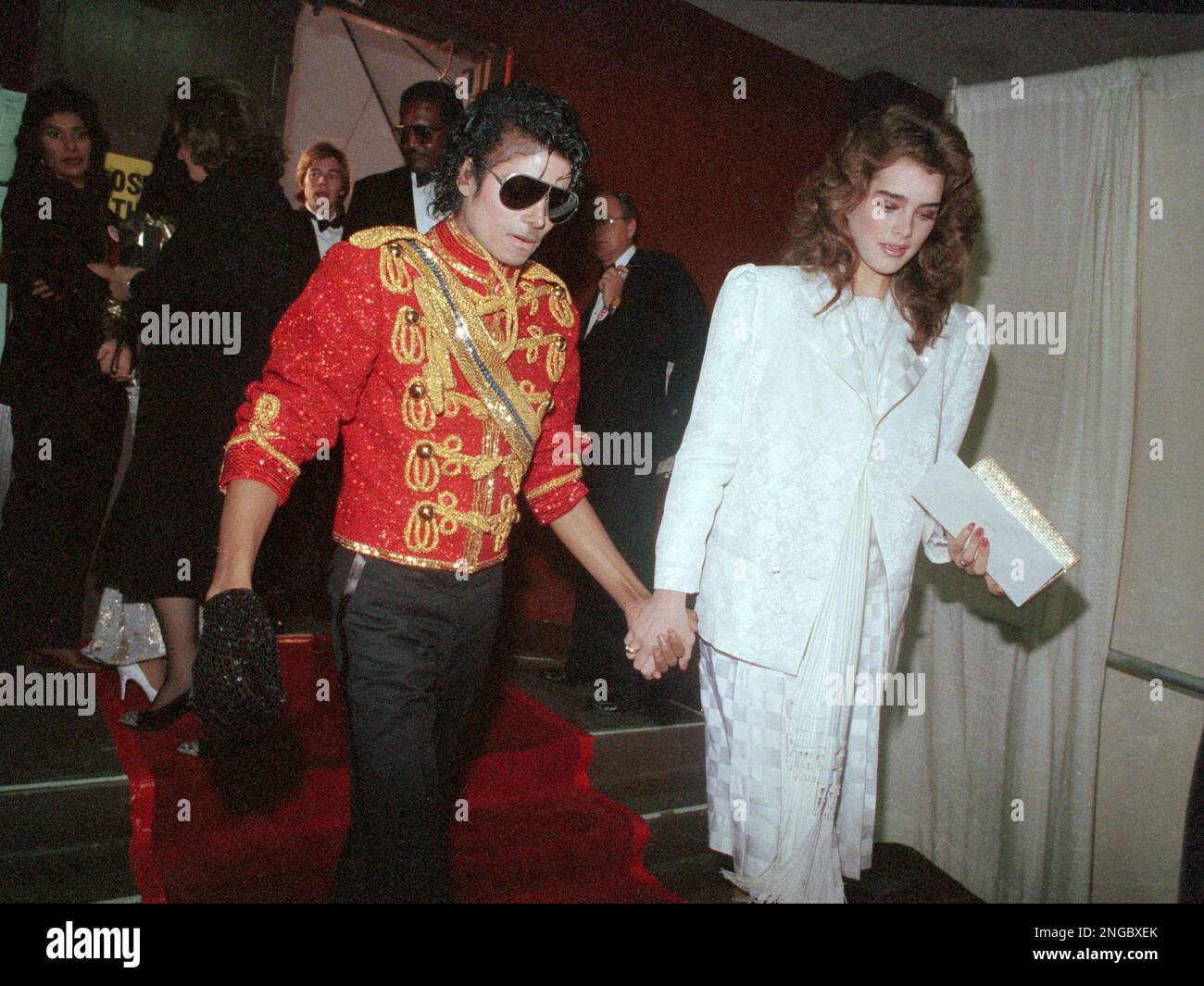 Actress Brooke Shields and singer Michael Jackson are shown as they ...