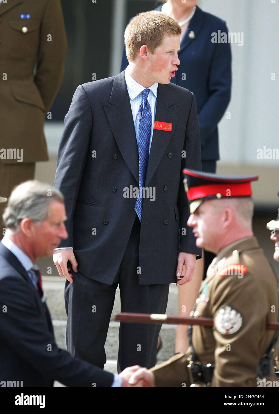 Britains Prince Harry Centre Checks Out His Surroundings As His
