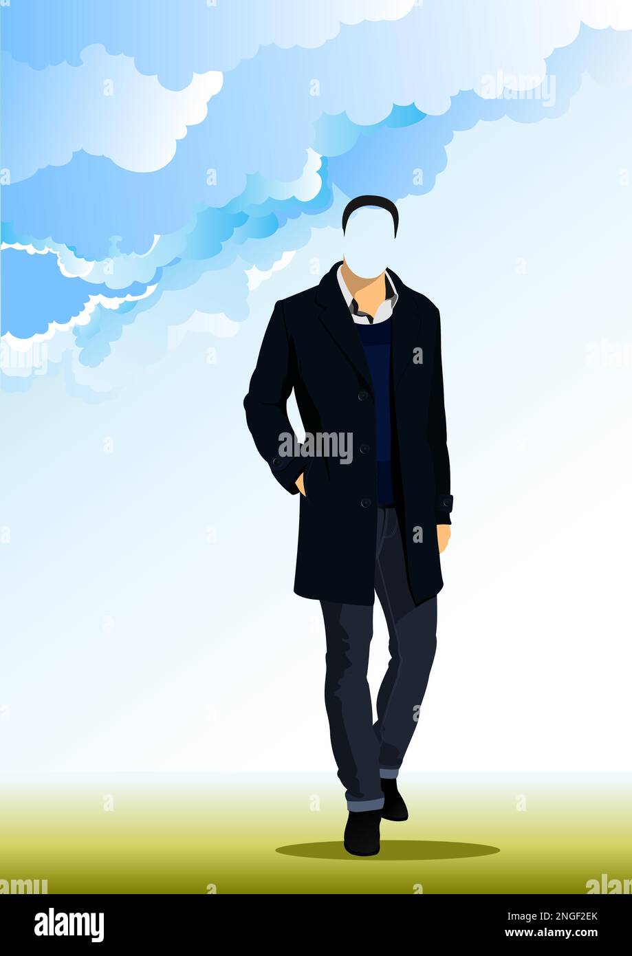 Abstrakter gutaussehender Mann ohne Gesicht. Vektor 3D-Abbildung Stock Vektor