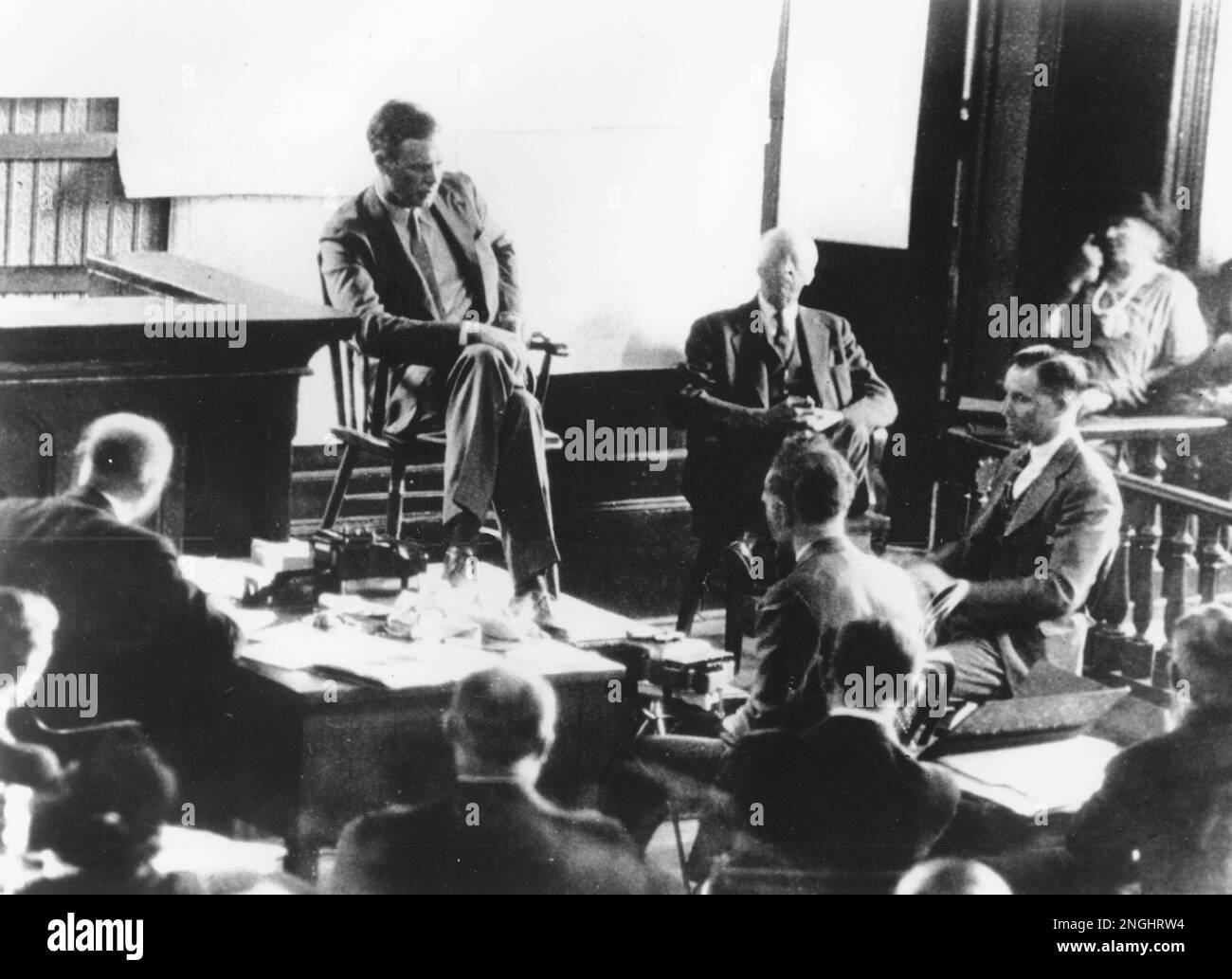 Col. Charles A. Lindbergh is shown at the witness stand during the