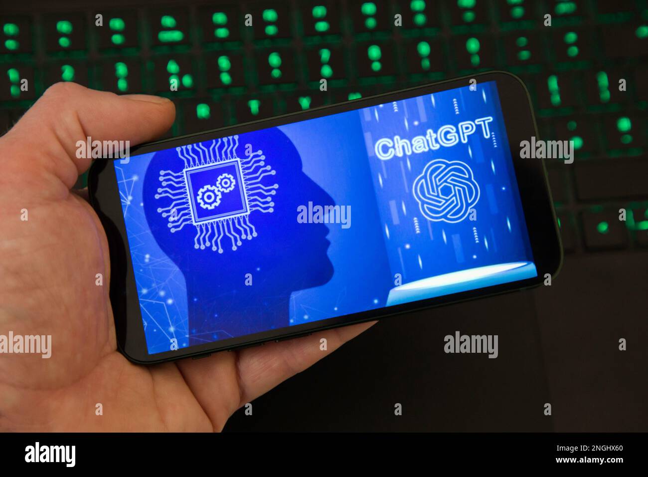 IPhone mit Chat-GPT-Logo Stockfoto