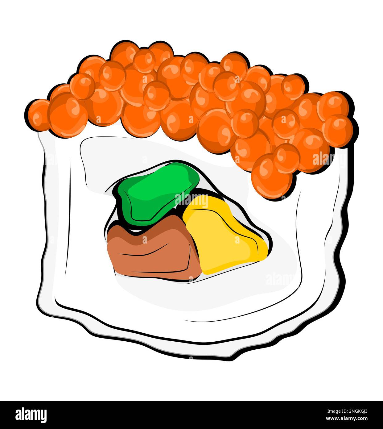 Weißes Sushi mit Kaviar Stockfoto