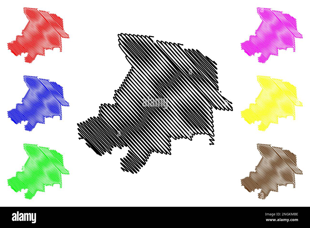 Santiago Maravatio Municipality (Free and Sovereign State of Guanajuato, Mexico, United Mexican States) Kartenvektordarstellung, Scribble Sketch Santi Stock Vektor