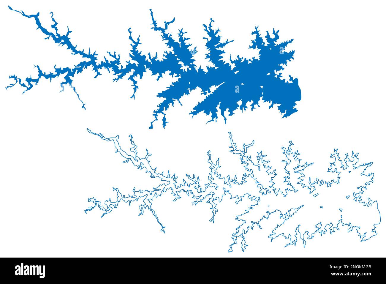 Lake Murray Reservoir (Vereinigte Staaten von Amerika, Nordamerika, USA, South Carolina) Kartenvektordarstellung, Scribble Sketch Saluda Dam Karte Stock Vektor