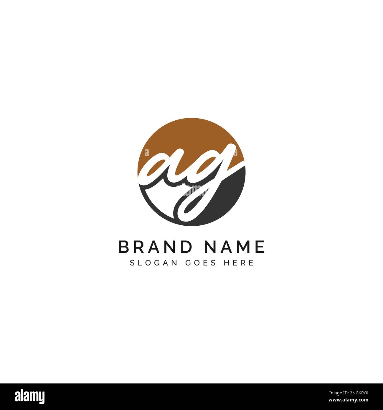 Handgeschriebene Vorlage für A-, G-, AG-Anfangsbuchstaben und Signatur-Vektorbilder in runder Form Logo Stock Vektor