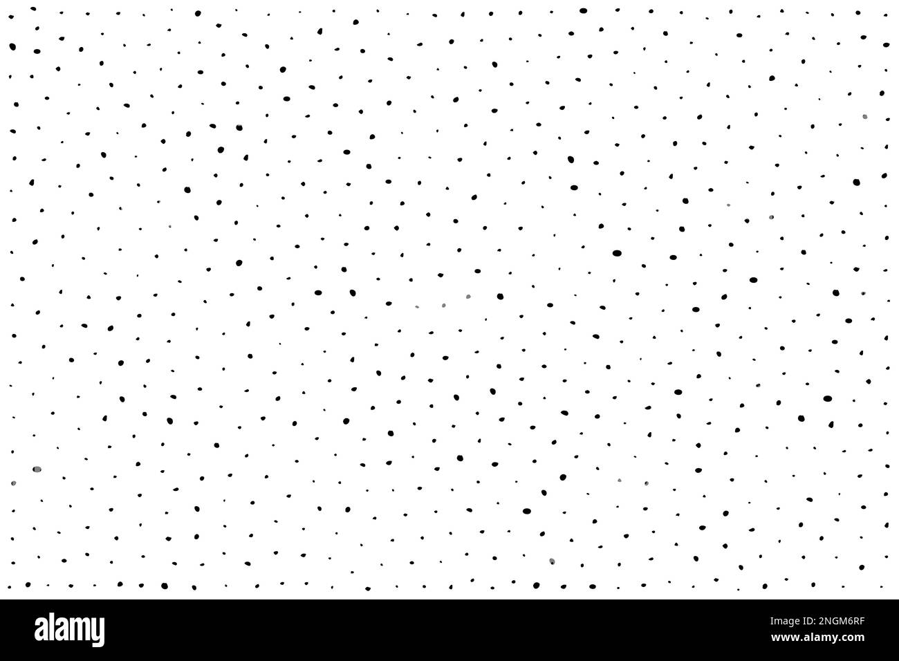 Zufällig gepunkteter Hintergrund, schwarze, fleckige Punkte auf weiß, Vektordarstellung Stock Vektor