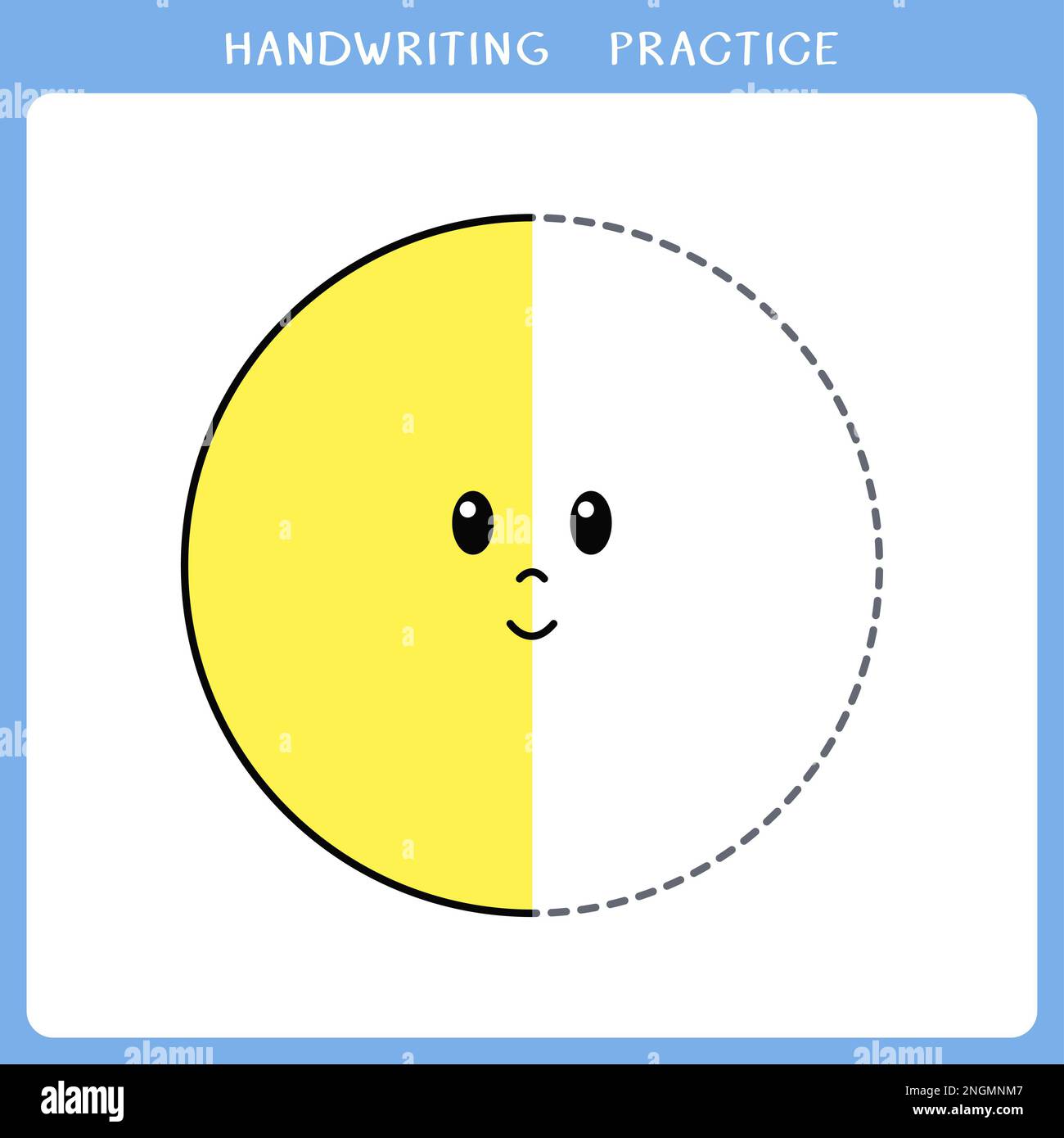 Arbeitsblatt zur Handschriftübung. Einfaches Lernspiel für Kinder. Hübscher Kreis für ein Malbuch Stockfoto