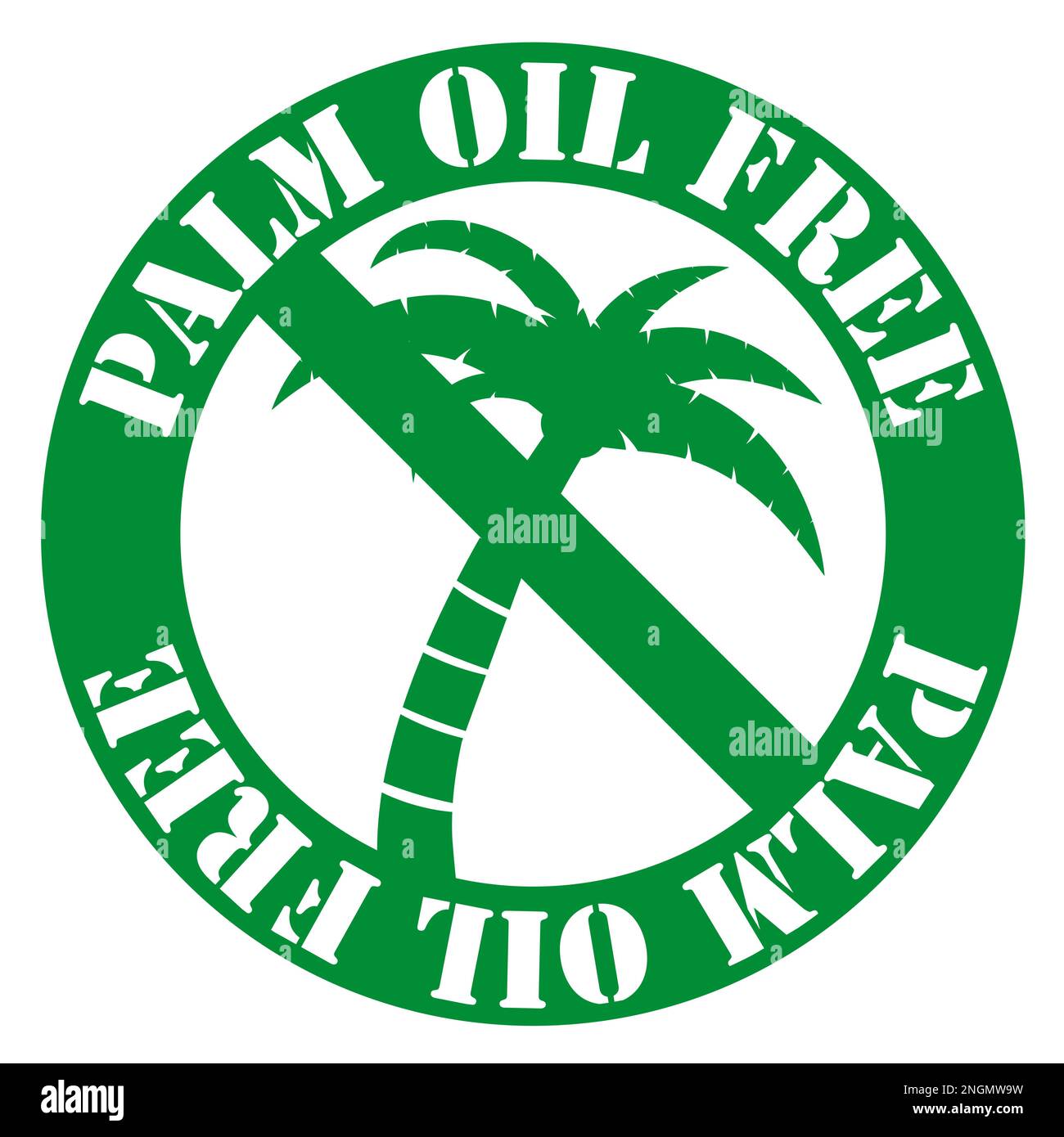 Runde grüne Palm Oil Free Label mit Palm Tree Vector Illustration Stockfoto