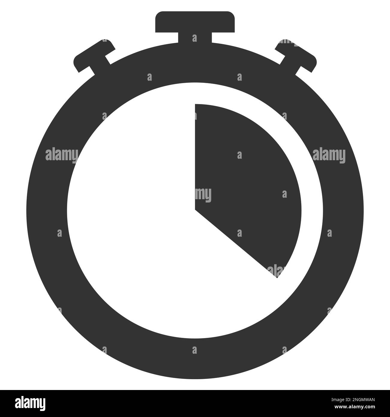 Einfache flache schwarze und weiße Stoppuhr Symbol Vektor illustration Stockfoto