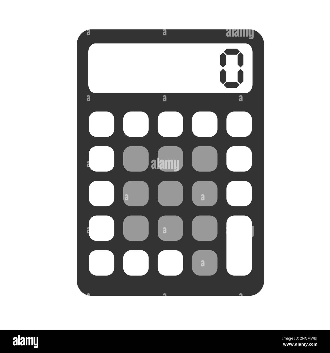 Einfache flache schwarze und weiße Taschenrechner Symbol Vektor illustration Stockfoto