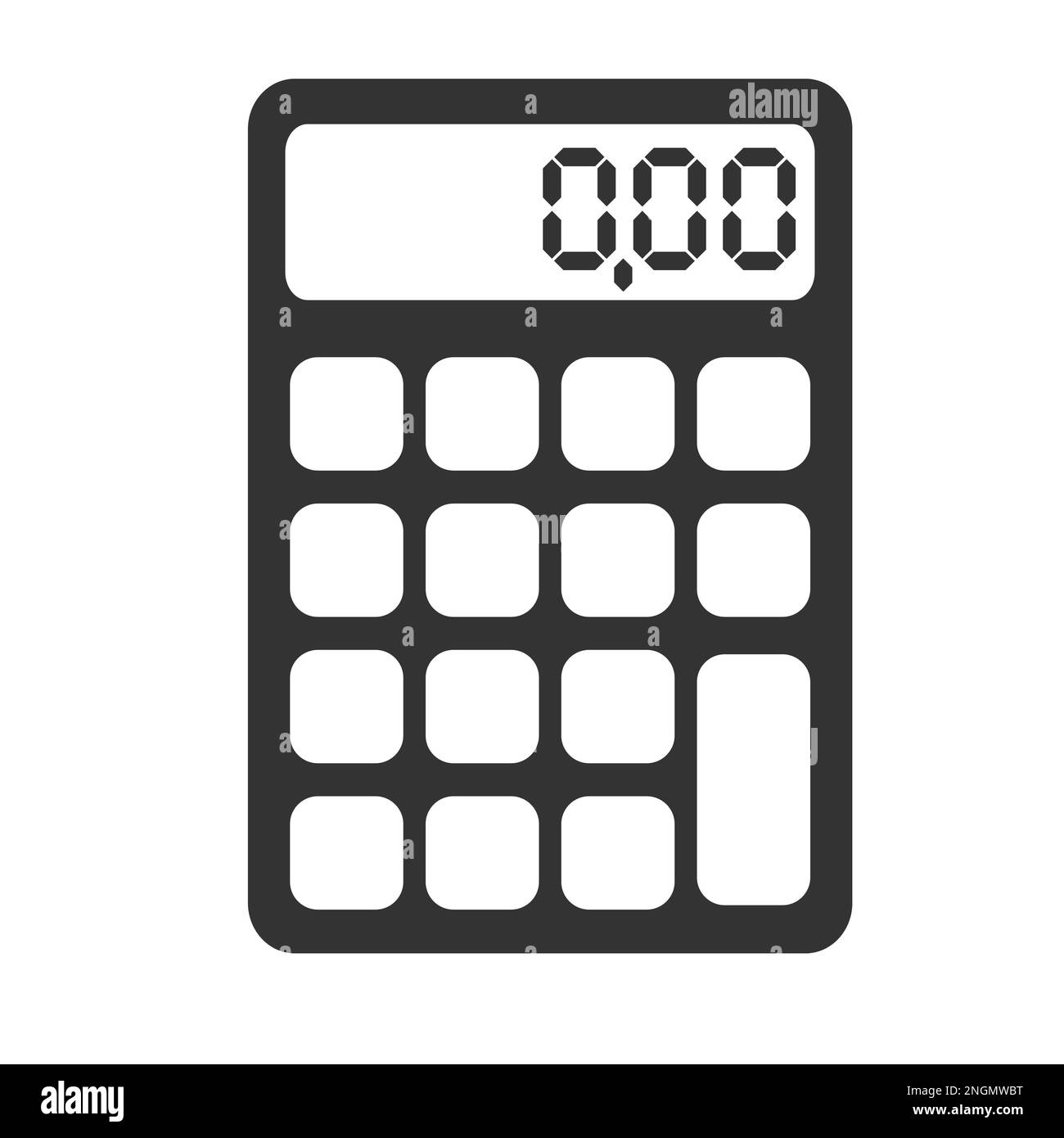 Einfache flache schwarze und weiße Taschenrechner Symbol Vektor illustration Stockfoto
