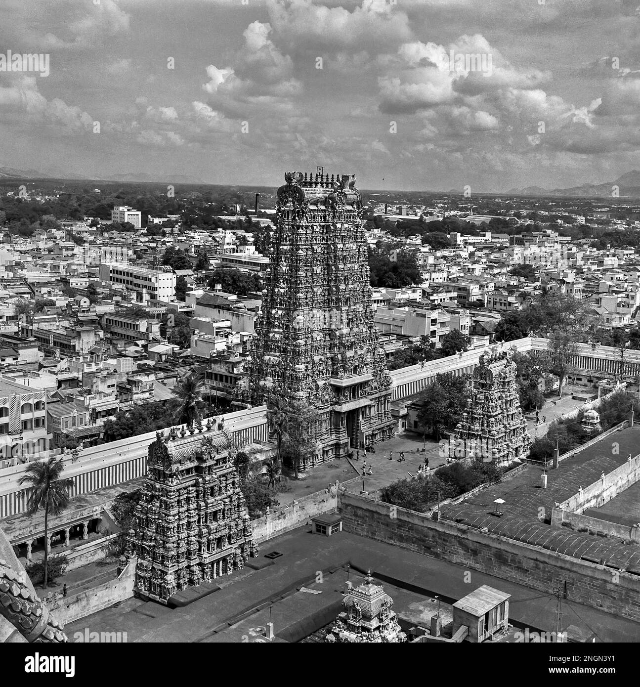 Vogelperspektive Auf Den Meenakshi-Tempel, Madurai, Tamil Nadu, Indien Stockfoto