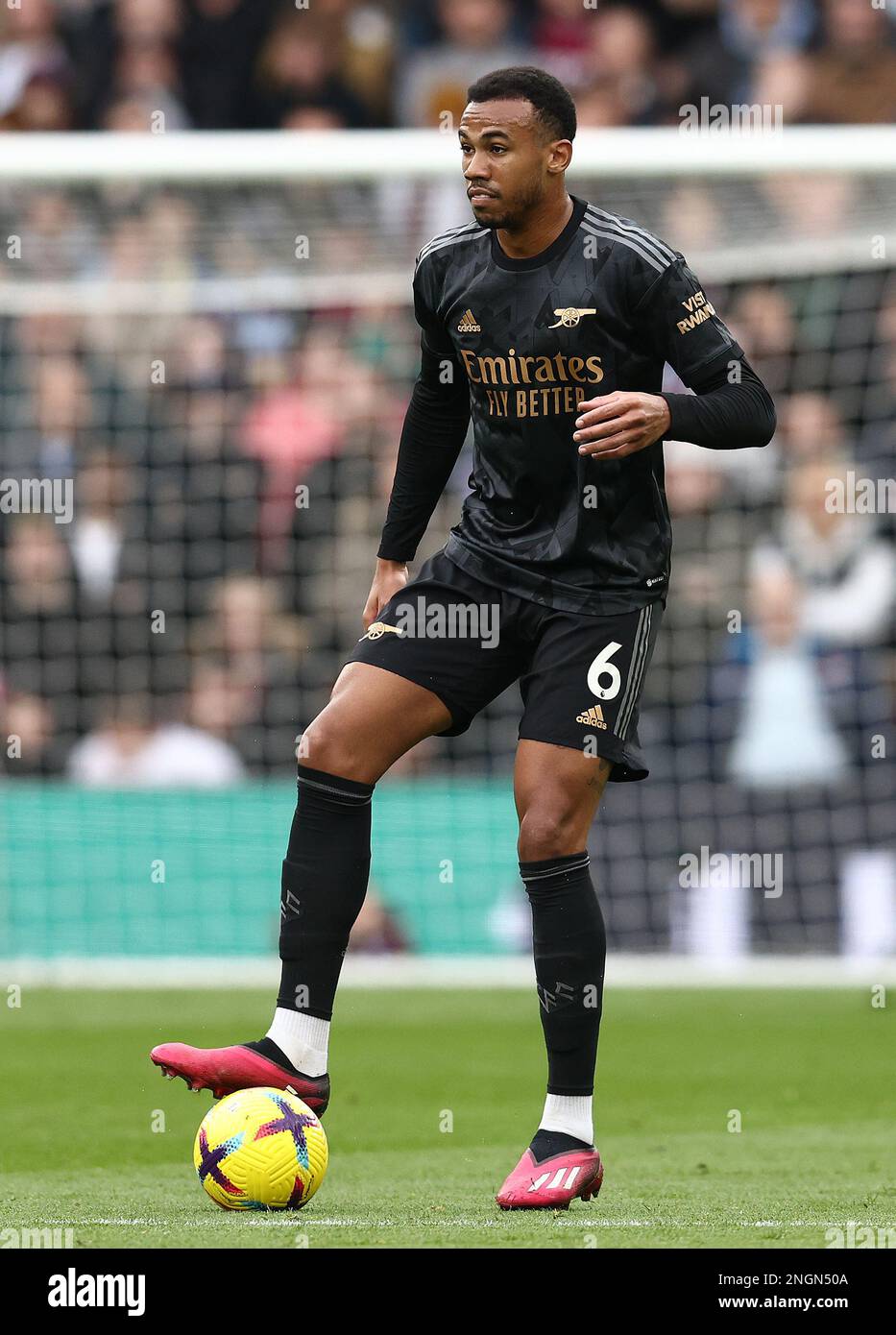 Birmingham, Großbritannien. 18. Februar 2023. Gabriel von Arsenal während des Premier League-Spiels im Villa Park, Birmingham. Der Bildausdruck sollte lauten: Darren Staples/Sportimage Credit: Sportimage/Alamy Live News Stockfoto
