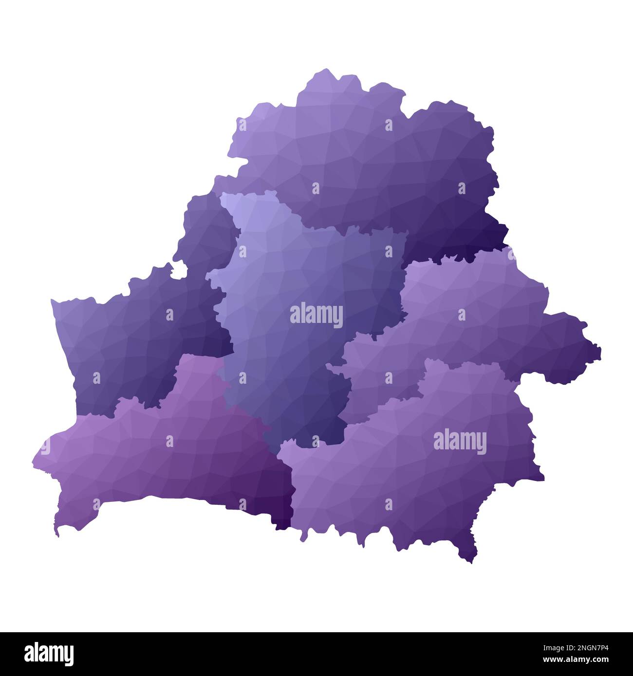 Weißrusslandkarte. Geometrischer Stil für die Länderumrisse. Kreative violette Vektordarstellung. Stock Vektor