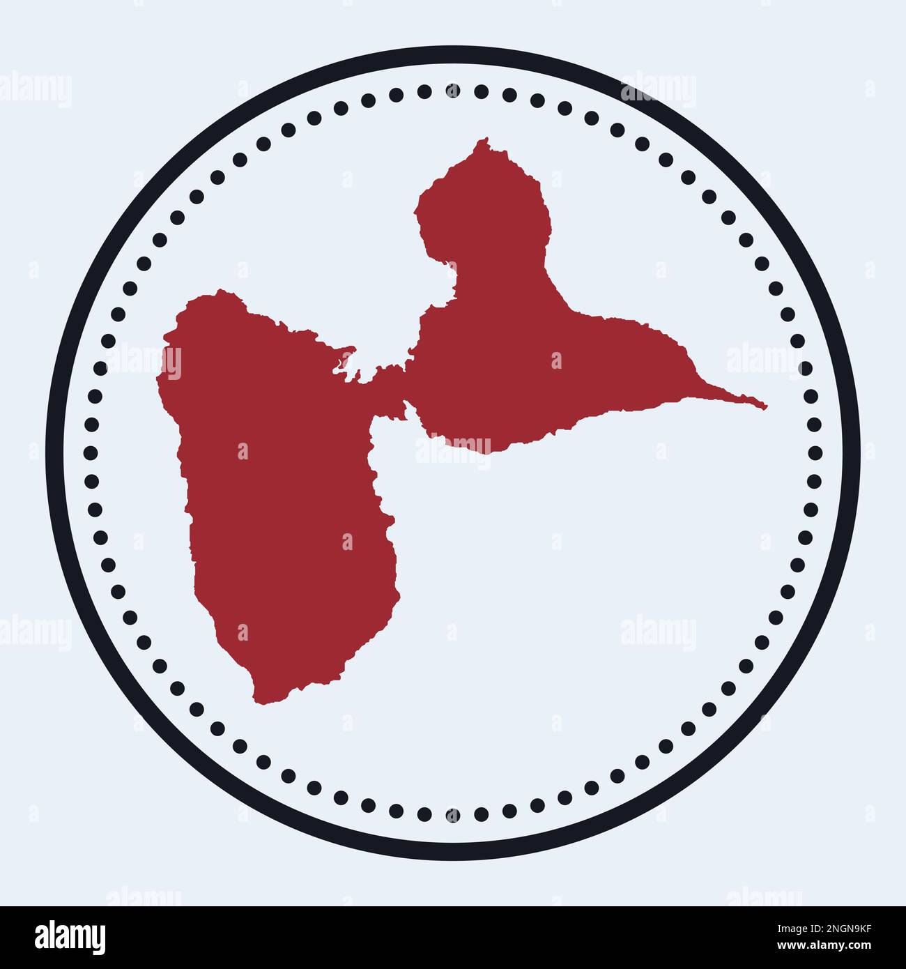 Basse-Terre-Insel-Rundstempel. Rundes Logo mit Karte und Titel. Stilvolles minimalistisches „Basse-Terre Island“-Abzeichen mit Karte. Vektordarstellung. Stock Vektor