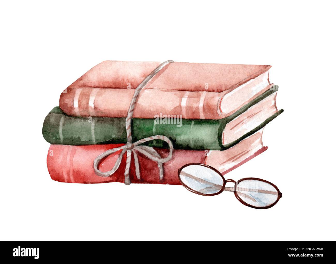 Alte Bücher. Aquarell handgezeichnete Illustration isoliert auf weißem Hintergrund Stockfoto