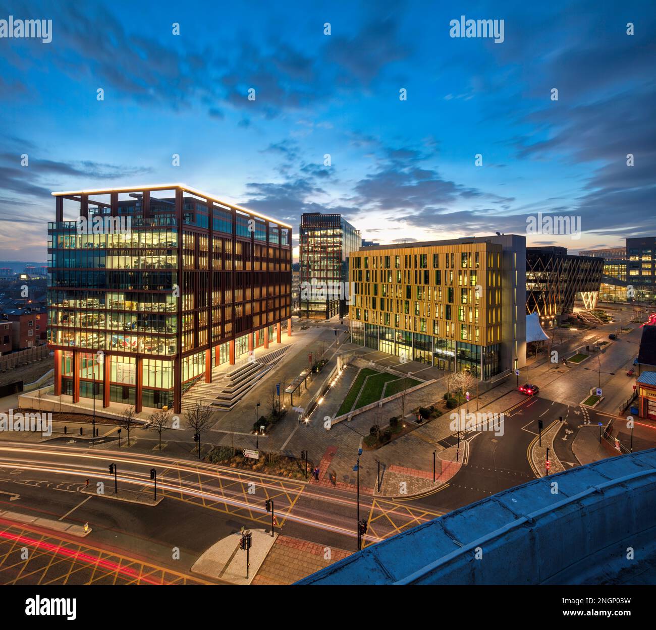 Newcastle Helix in der Abenddämmerung, Newcastle upon Tyne, Tyne & Wear, England, Großbritannien Stockfoto