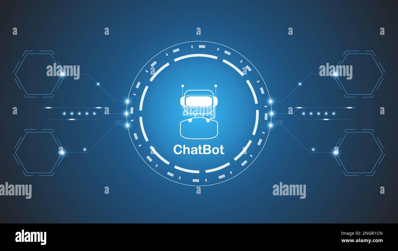 Chatbot Ai-Technologie für künstliche Intelligenz hitech-Konzept. Chatbot Application Smart bot, Open Ai, Line, Technology Abstract, Vector. Design für Stock Vektor