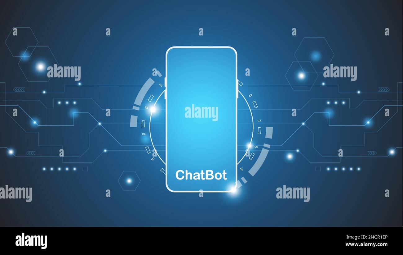 Chatbot Ai-Technologie für künstliche Intelligenz hitech-Konzept. Chatbot Application Smart bot, Open Ai, Line, Technology Abstract, Vector. Design für Stock Vektor