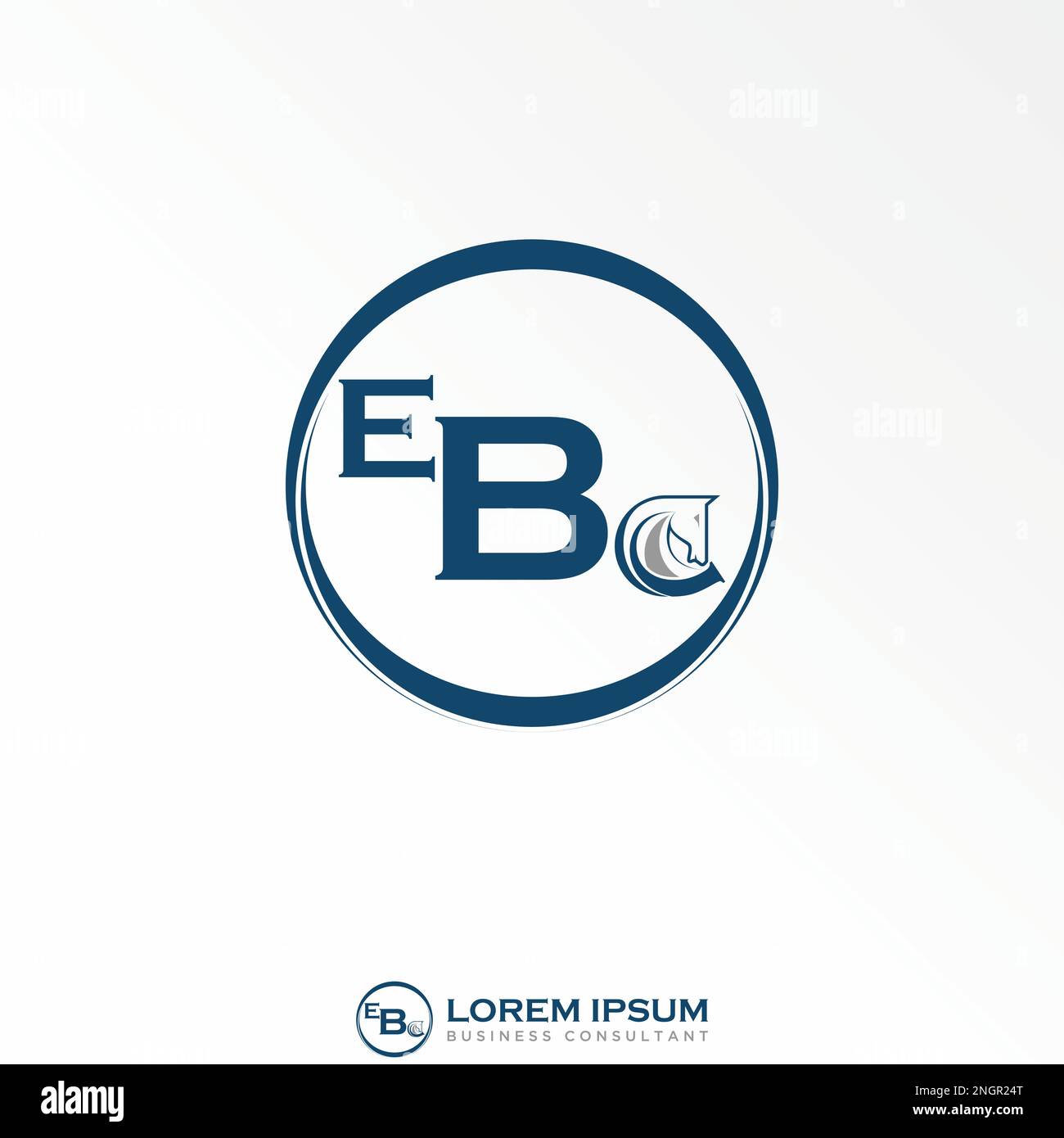 Schriftart EBC im Schnittkreis mit Pferd im Wort B und C Bildsymbol Logo Design abstraktes Konzept Vektorstock Tier oder Initial Stock Vektor
