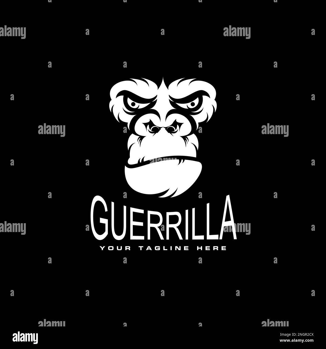 gorillakopf Illustration im wütenden oder ernsten Ausdruck Bild Grafik Symbol Logo Design abstraktes Konzept Vektortier oder Charakter Stock Vektor