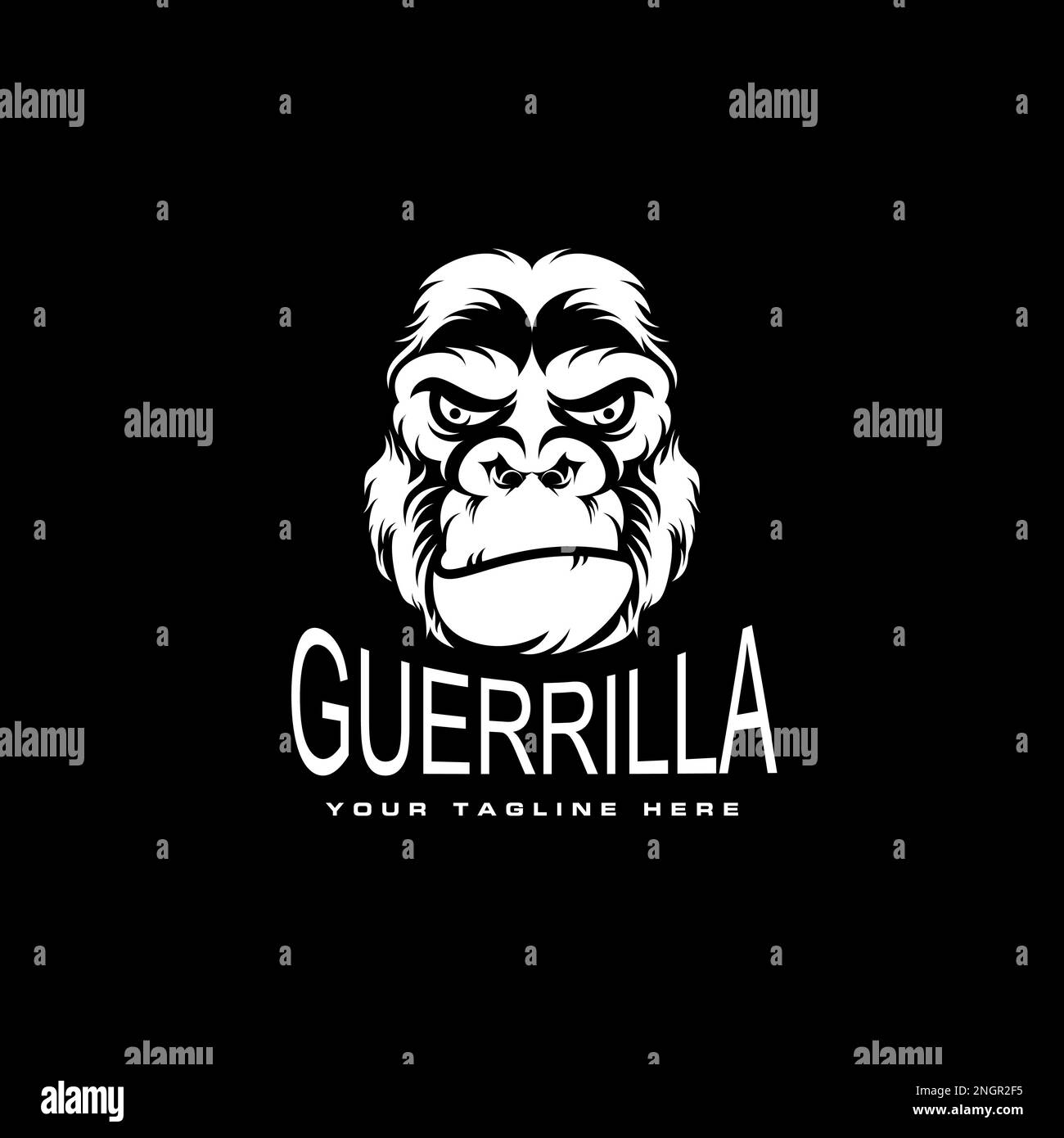 gorillakopf Illustration im wütenden oder ernsten Ausdruck Bild Grafik Symbol Logo Design abstraktes Konzept Vektortier oder Charakter Stock Vektor