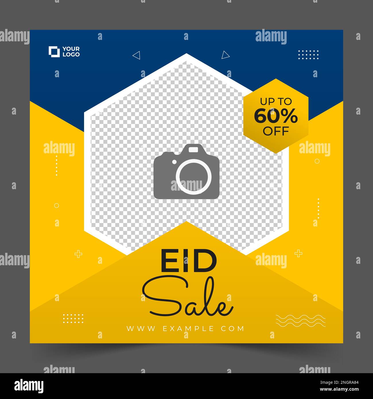 Entwurf der Post-Vorlage für Eid-Verkauf in sozialen Medien. Für Posts in sozialen Medien, Instagram und Internetwerbung. Eid-Angebotsbanner Stock Vektor