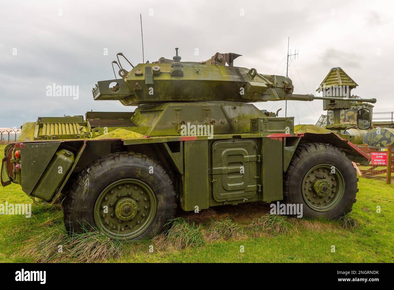Militärfahrzeuge im Top Secret Bunker der RAF Troy Wood Schottlands ist eine streng geheime Kommandozentrale als Reaktion auf einen Atomkrieg mit Russland in Fife Stockfoto